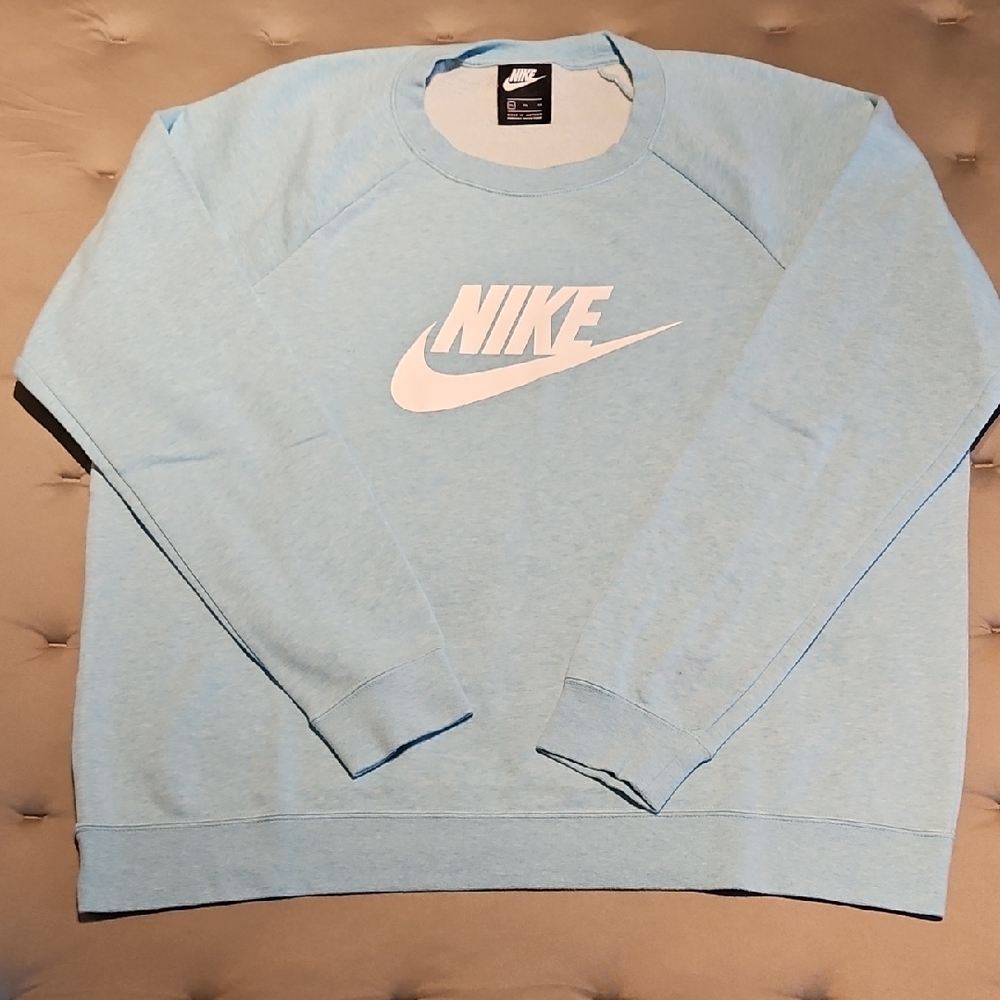 NIKE CREWNECK SWOOSH LOGO LIGHT BLUE SWEATSHIRT SIZE XL